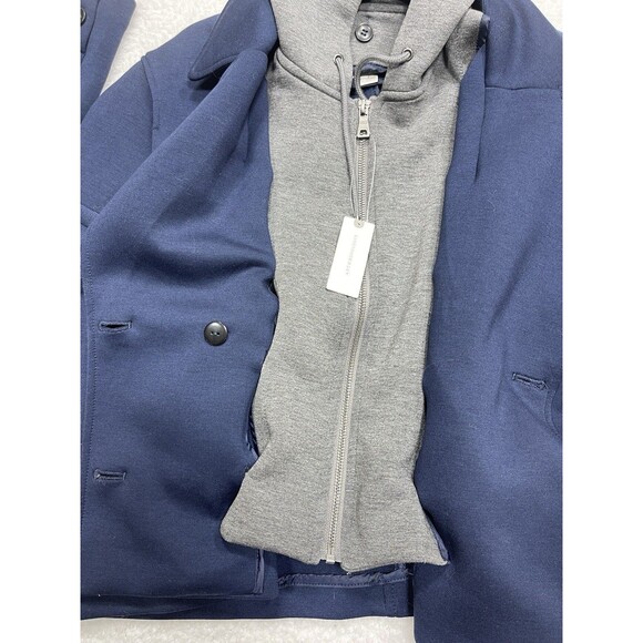 Anthropologie Maeve Peacoat Jacket Navy Women Twofer Hooded Preppy Large NWT - Picture 8 of 15